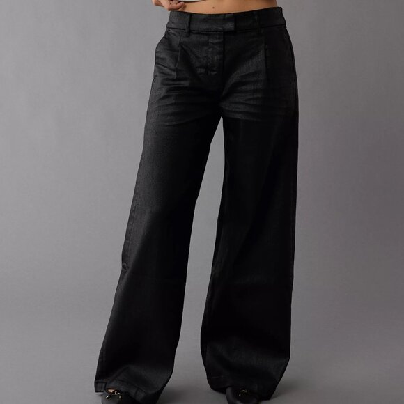 AMERICAN EAGLE High-Waisted Ultra Wide-Leg Coated Trouser Jean, Size 18 - Picture 1 of 2